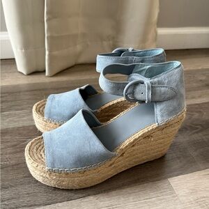 Stylish Light Blue Espadrille Wedge Sandals